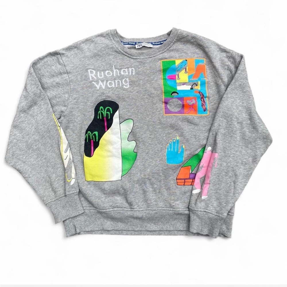 Zara Ruohan Wang collab sweatshirt size small oversized neon